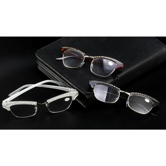 Retro Elegant Cat Eye Rhinestone 1.50 Reading Glasses - NEW Granny Readers - Picture 3 of 5